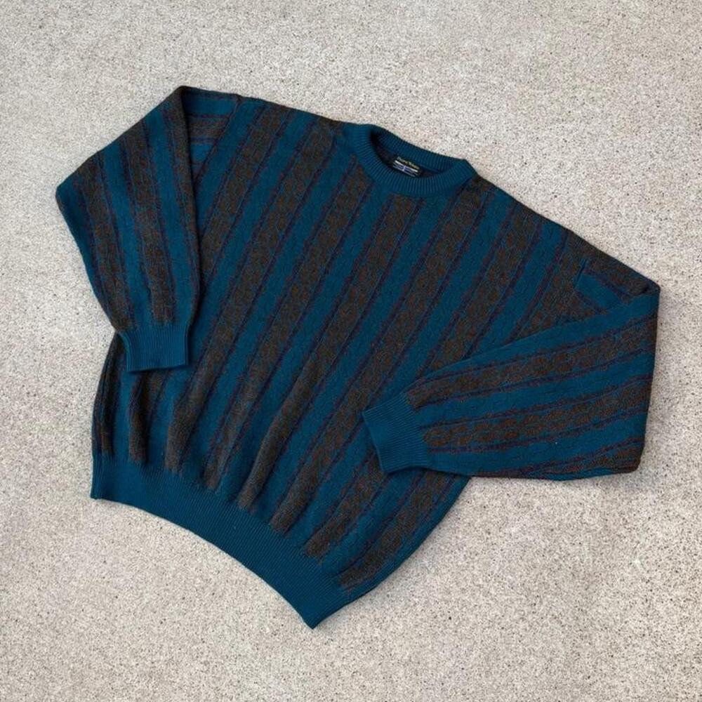 Vintage 90s knit sweater blue multicolor xl